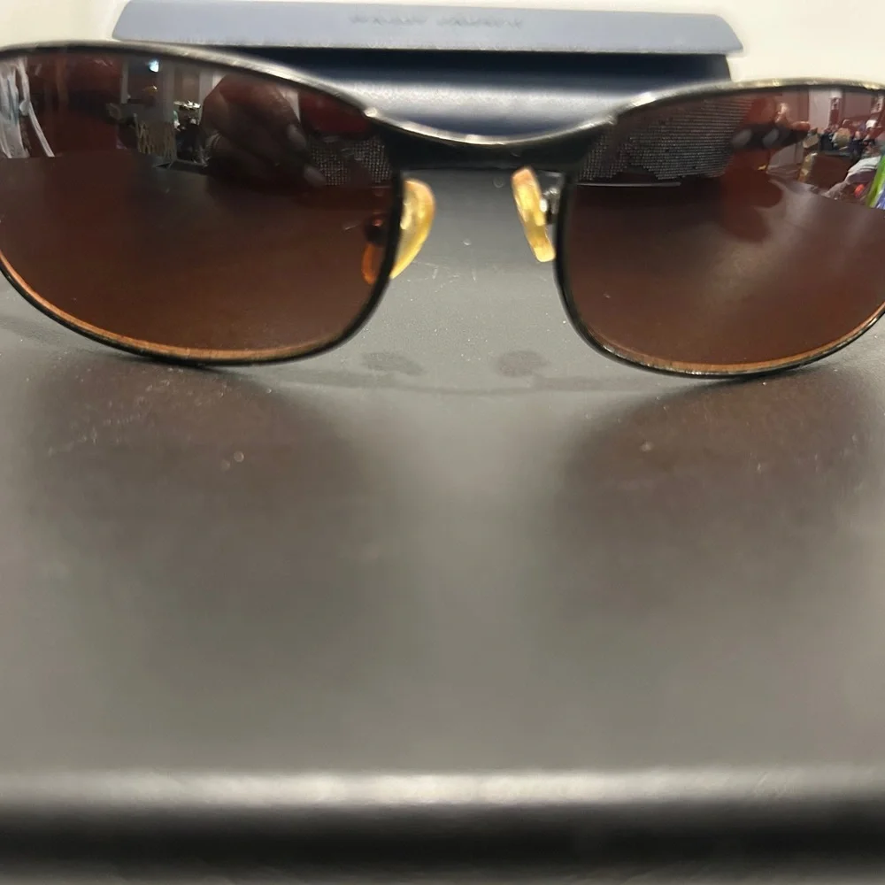 Gun Metal sunglasses brown lens with Warby Parker hard case
